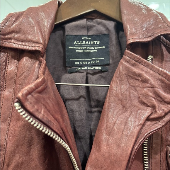 All Saints ox blood Leather Jacket - Picture 2 of 3